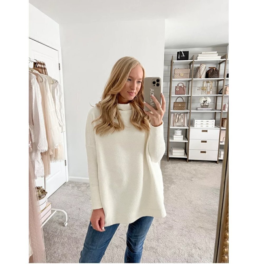 FREE PEOPLE Ottoman Slouchy Tunic Sweater Dress in Ivory Size Large - Picture 5 of 16